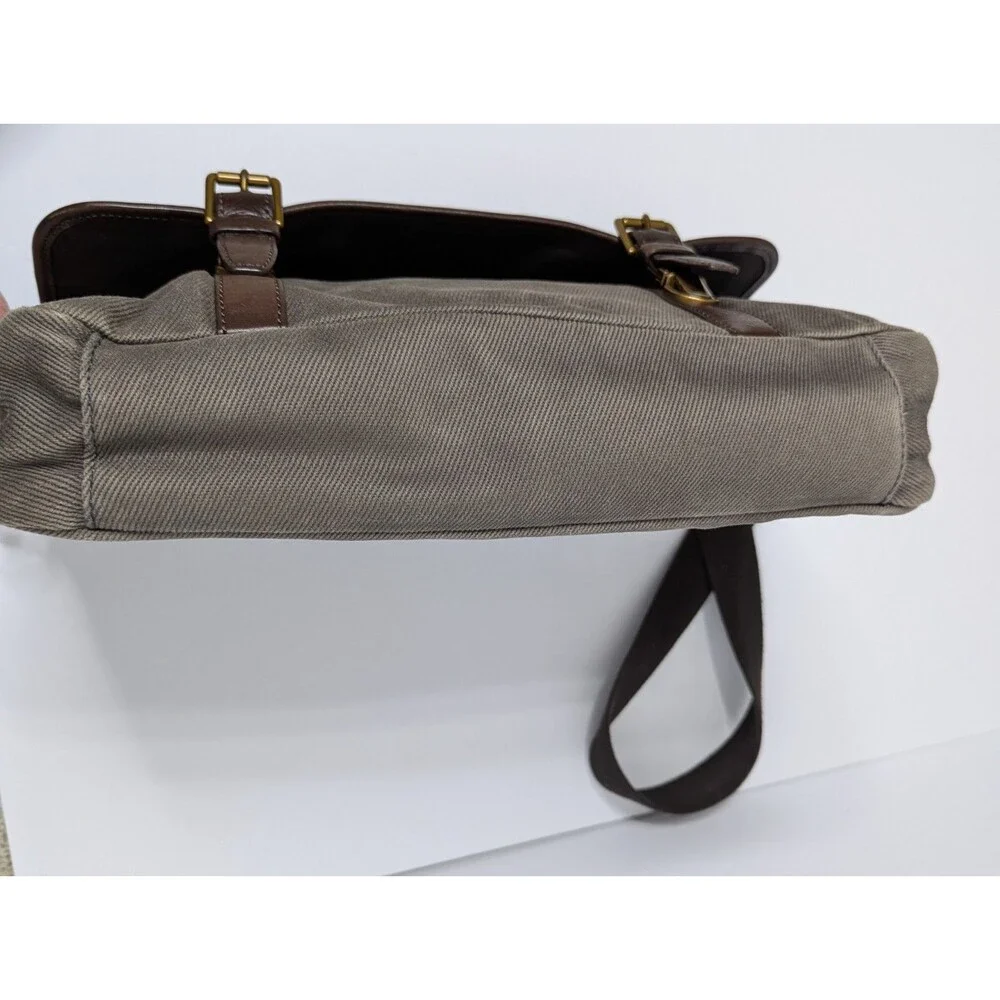 Fossil Estate City Gray Canvas Leather Accents Messenger Bag 12”x 9”